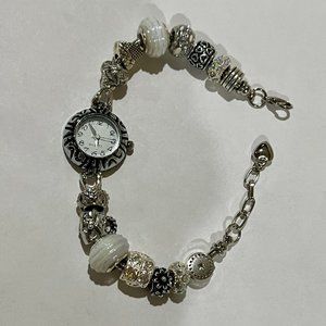 WHITE EUROPEAN BEADED CHARM WATCH